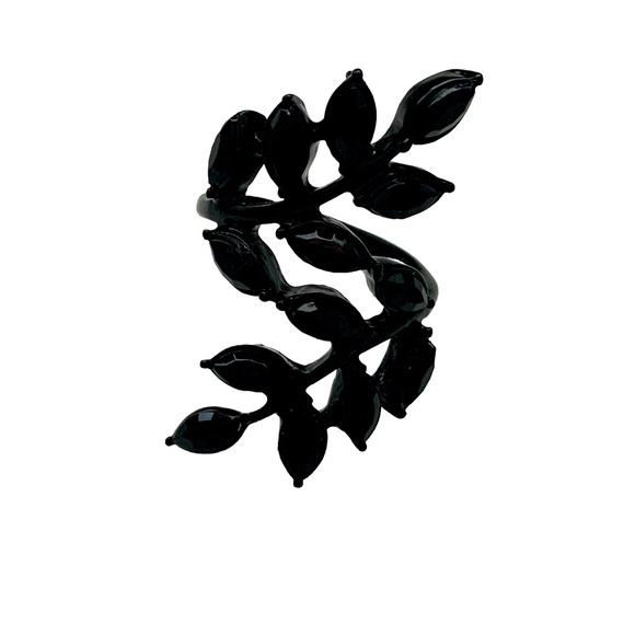 None Jewelry - Women’s Black Double Ivy Leaf Ring Size 8